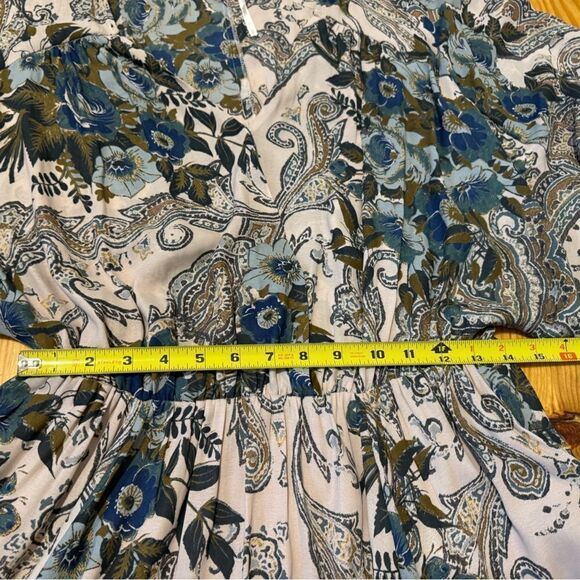 Free People High Plains Paisley Floral Balloon Sleeve V-Neck Mini Dress Small - Picture 9 of 14